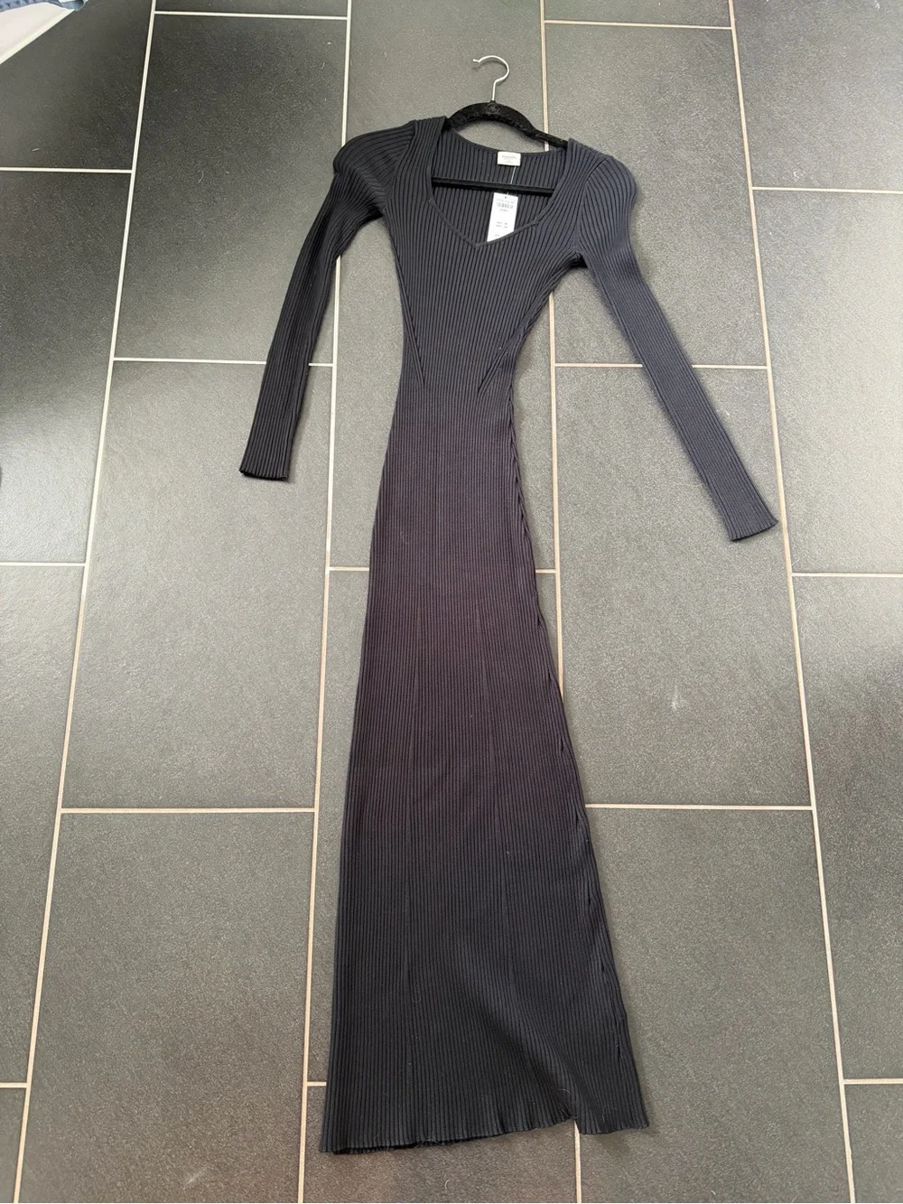 Abercrombie & Fitch Black Ribbed Long-Sleeve Maxi Sweater Dress XS NWT